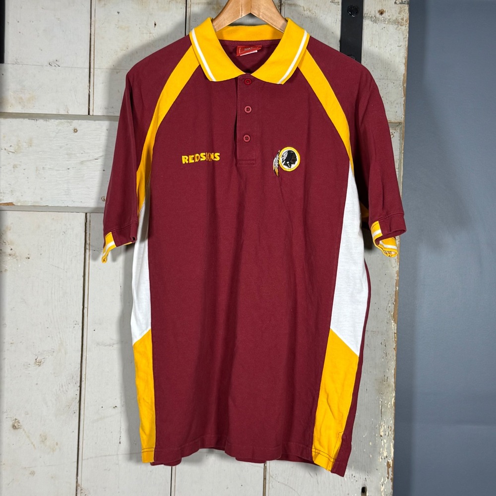 Vintage NFL Washington Redskins Polo Shirt Mens Medium Burgundy Gold Imagewear